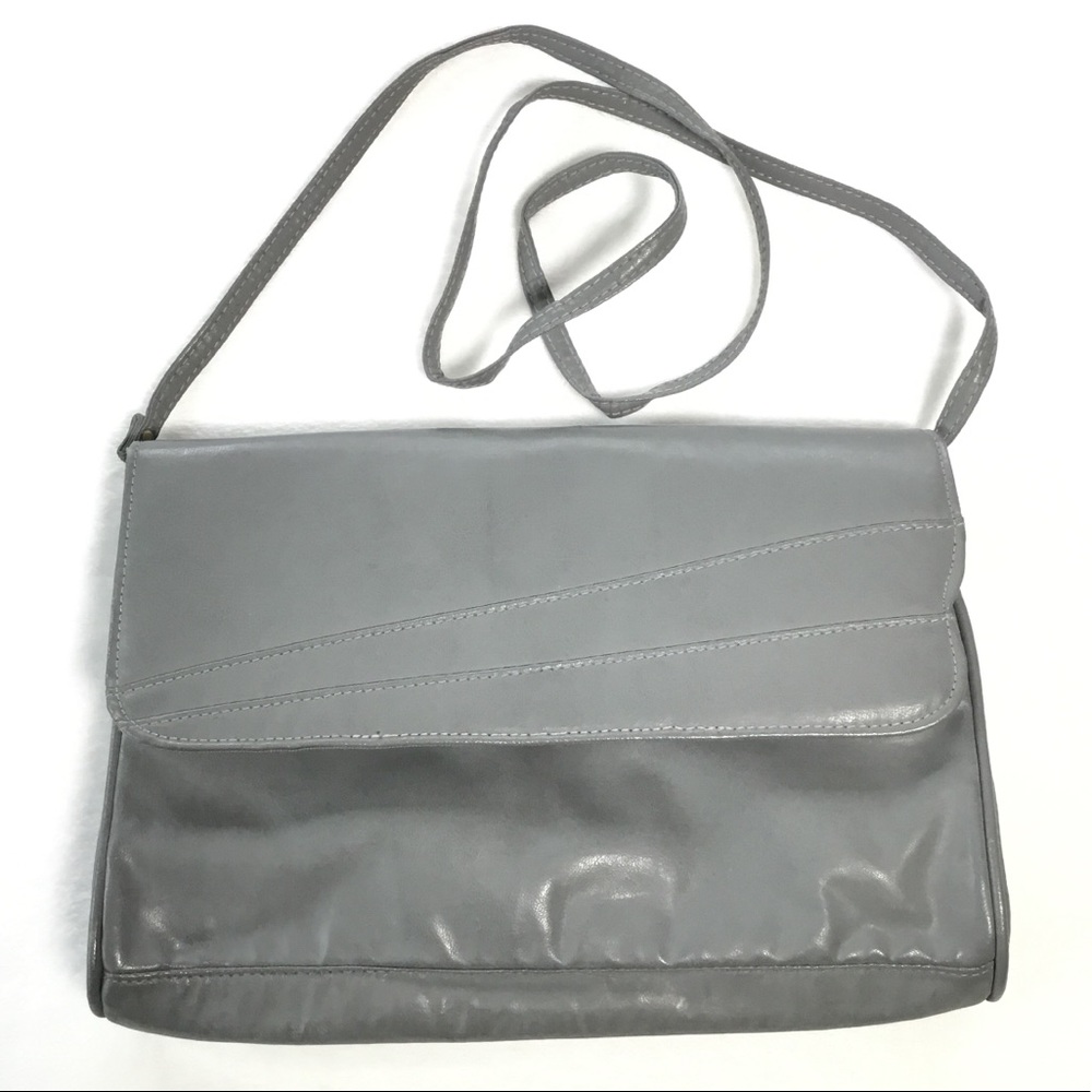 Vintage grey vegan leather purse